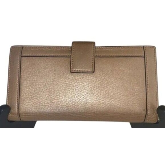 Gucci Vintage Gold Metallic Italian Leather Continental Bifold Flap Long Wallet - Picture 2 of 14